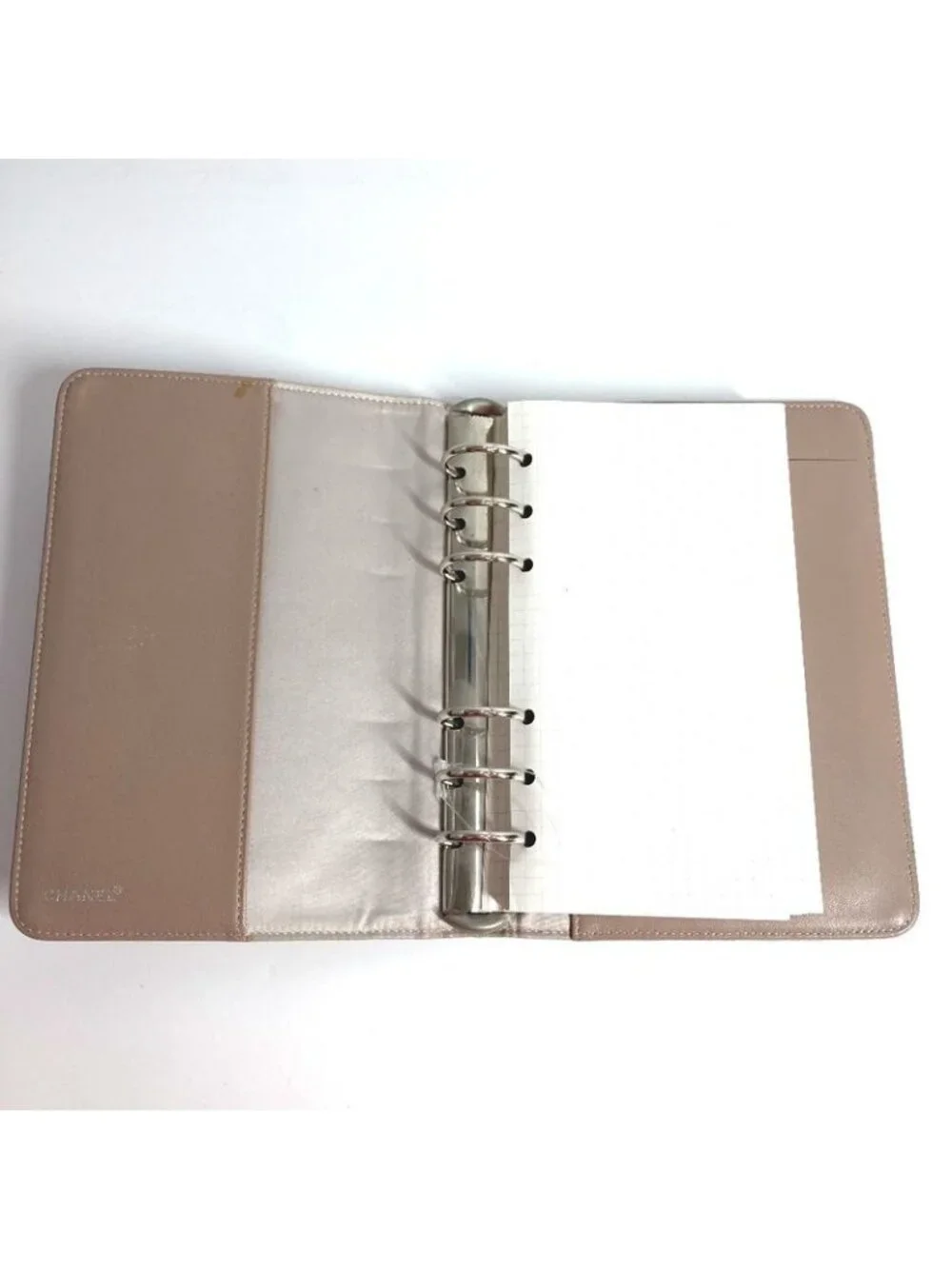 Chanel Notebook Cover Logo Nylon Canvas Beige